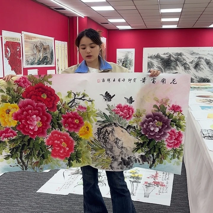 国画四尺牡丹图画