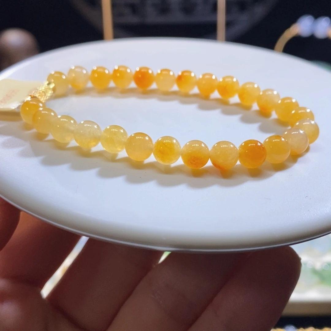 翡翠未镶嵌吊坠(不含链)翡翠亮黄圆珠手串