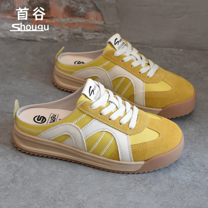 shougu/首谷2025秋季新款包头半拖鞋女运动外穿休闲一脚蹬懒人拖