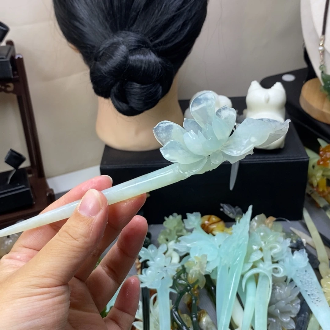 海***阔蛇纹石玉合金发饰