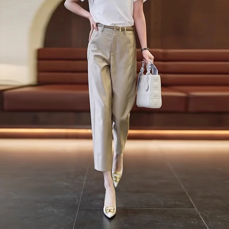 拉夏贝尔小个子百搭阔腿裤2025春夏新款西装裤高腰通勤轻奢九分裤