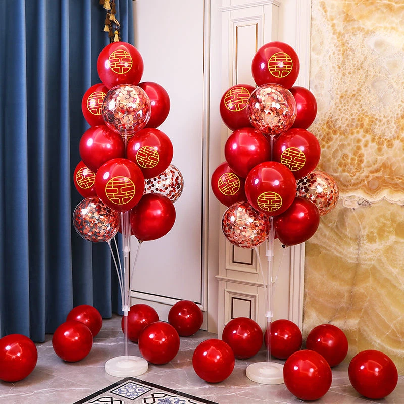 气球婚房布置装饰结婚用品大全婚礼地飘桌飘套装新房创意浪漫立柱