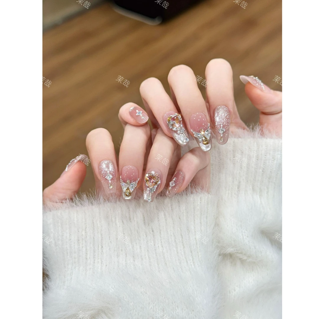 茉哉【鎏金挚爱】纯手工定制美甲拆卸穿戴甲A5080