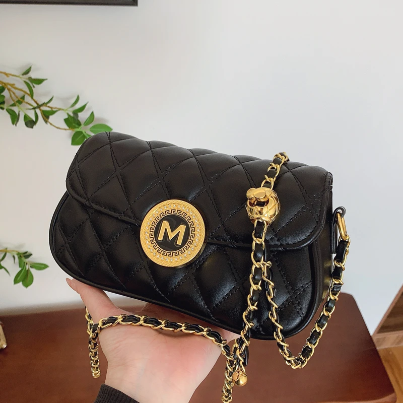 2025新款女包小香风菱格链条包时尚百搭单肩斜挎包精致小方包