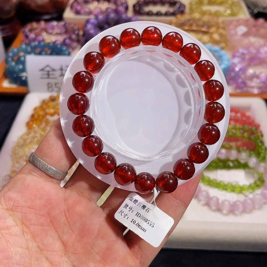 桃***子手链未镶嵌石榴石血橙石榴石10mm