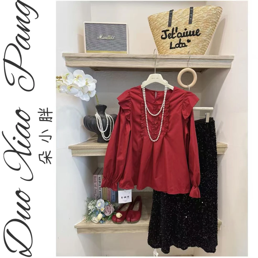 2025秋季新款大码显瘦遮肉大码女款娃娃衫99075-1