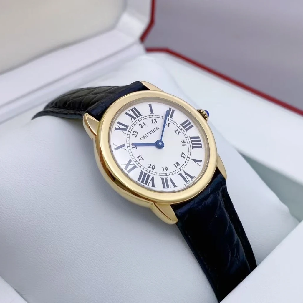 99新 Cartier/卡地亚 伦敦系列29表径K金石英女士腕表