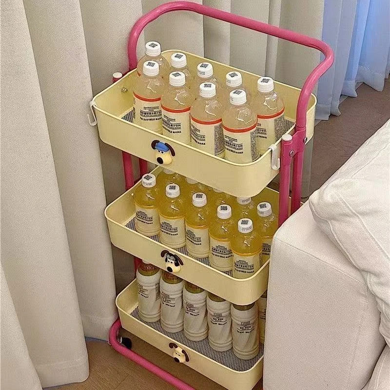 可移动零食架小推车可折叠移动零食收纳宿舍落地厨房小推车家用架