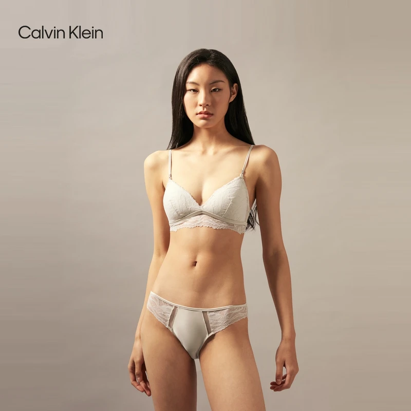 【黑标系列】CK内衣女士性感蕾丝细肩带美背无钢圈三角软杯文胸