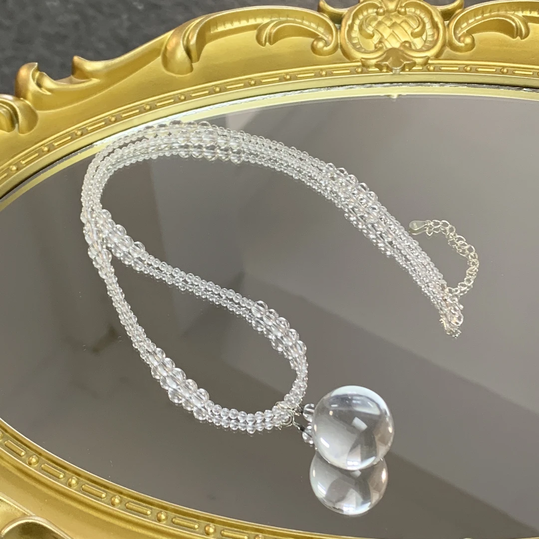 白水晶大单珠项链 20mm+ 珠链2.5-5mm左右