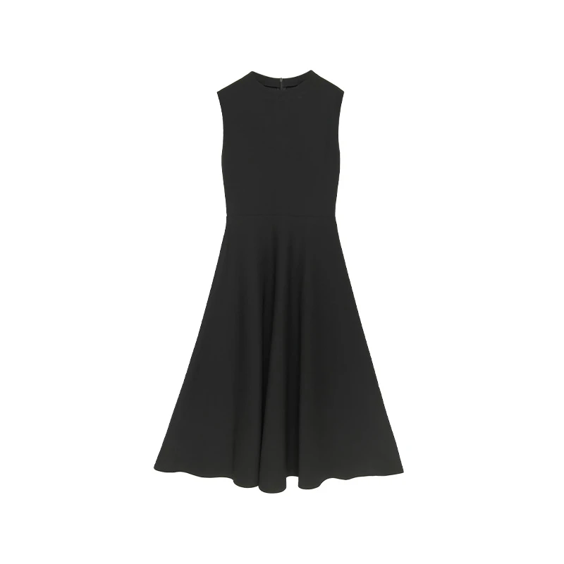 【赫本归来】连衣裙背心裙黑色小高领无袖收腰修身气质优雅5019