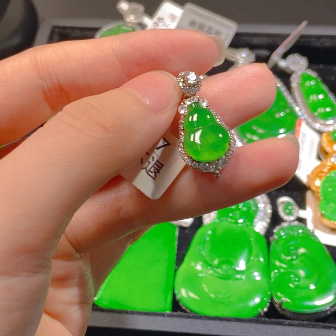 吊坠(不含链)银S925镶嵌翡翠