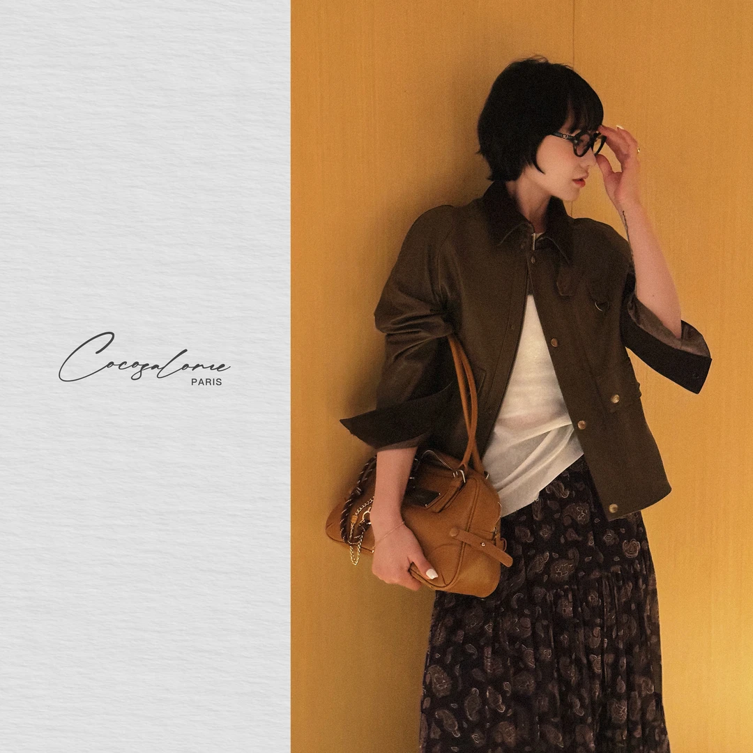 韩彬彬"美式皮衣"英国进口植鞣头层小羊皮天然皮纹奢品皮衣2124-1