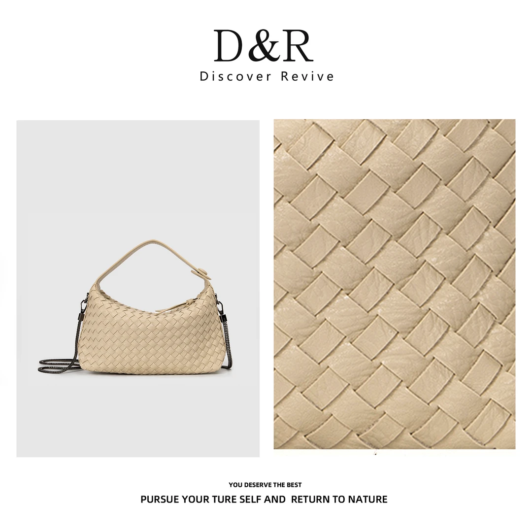 Discover Revive新款时尚手提斜挎编织包包百搭E832-白色