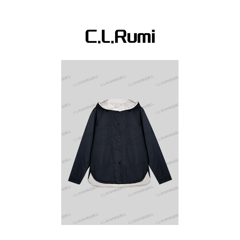 【Rumi精选】25早秋双面穿宽松休闲薄棉服连帽外套7083wt