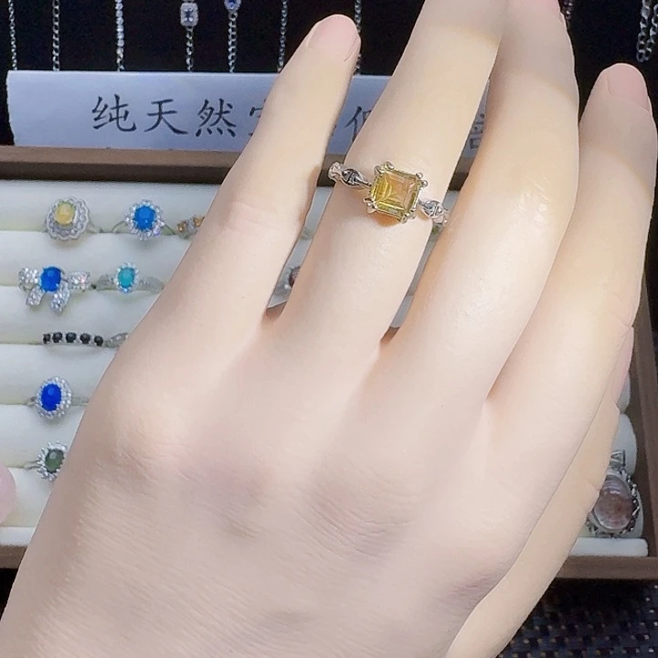 黄晶银S925镶嵌戒指