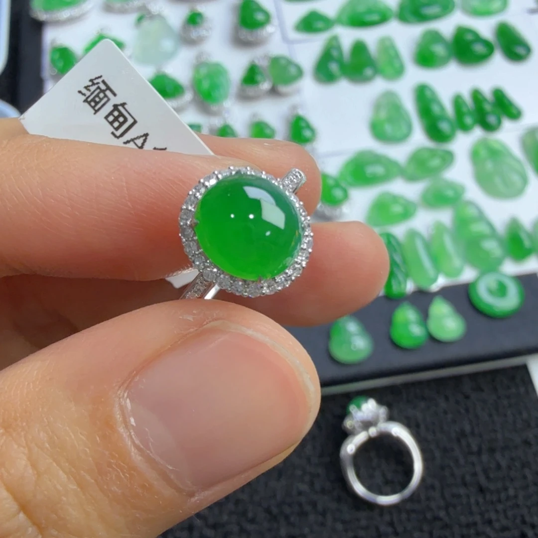 吊坠(不含链)18K金镶嵌翡翠2绿蛋