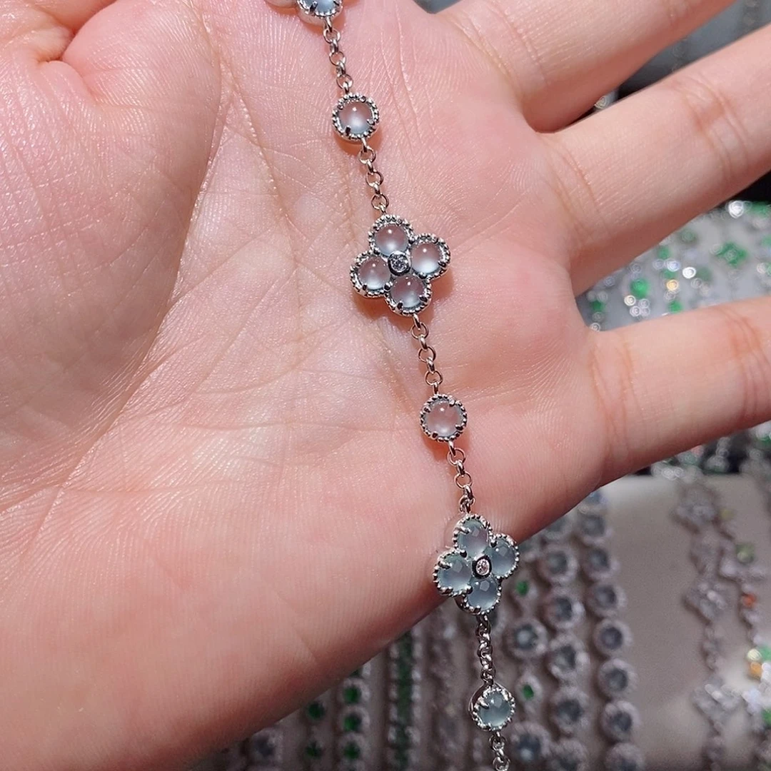 银S925镶嵌手链翡翠k hu h