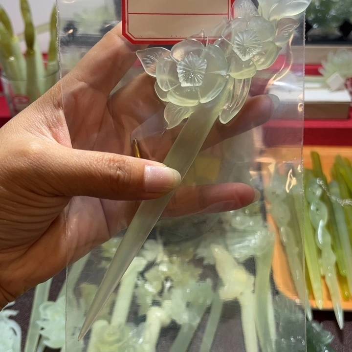 ****梦蛇纹石玉未镶嵌发簪