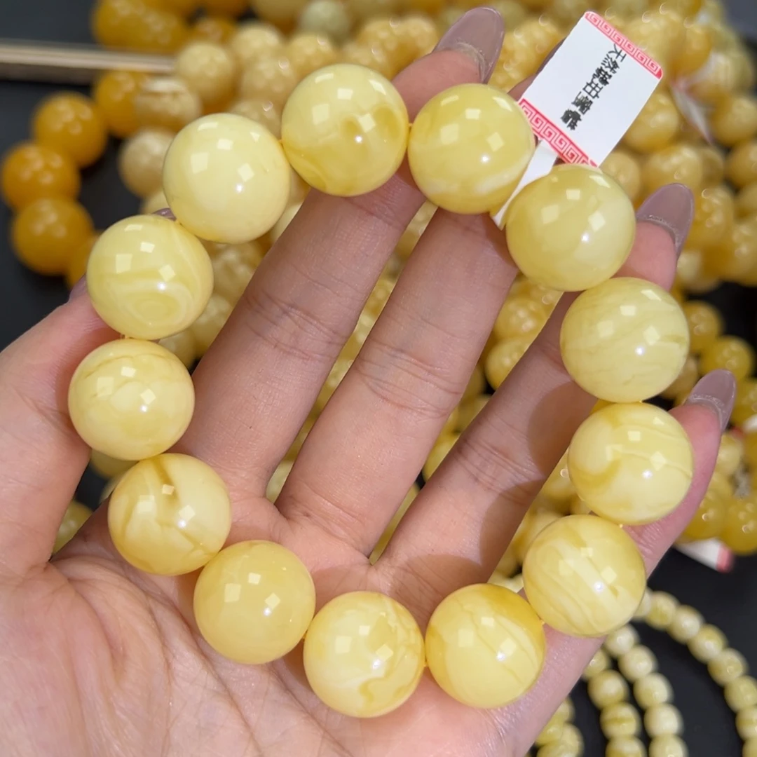 琥珀未镶嵌手链40.5白蜡妖花