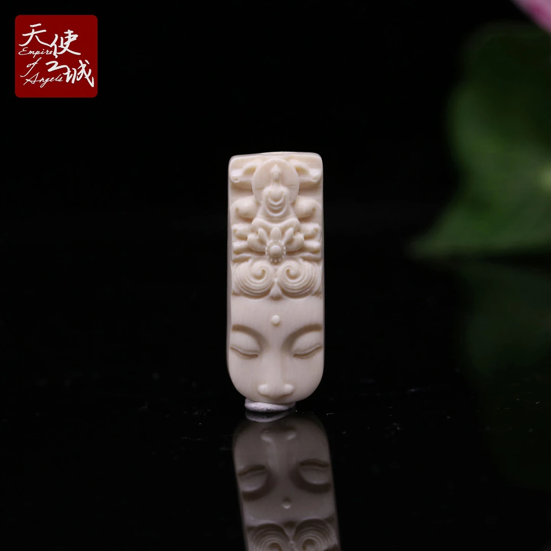 天然猛犸象牙观音面具吊坠