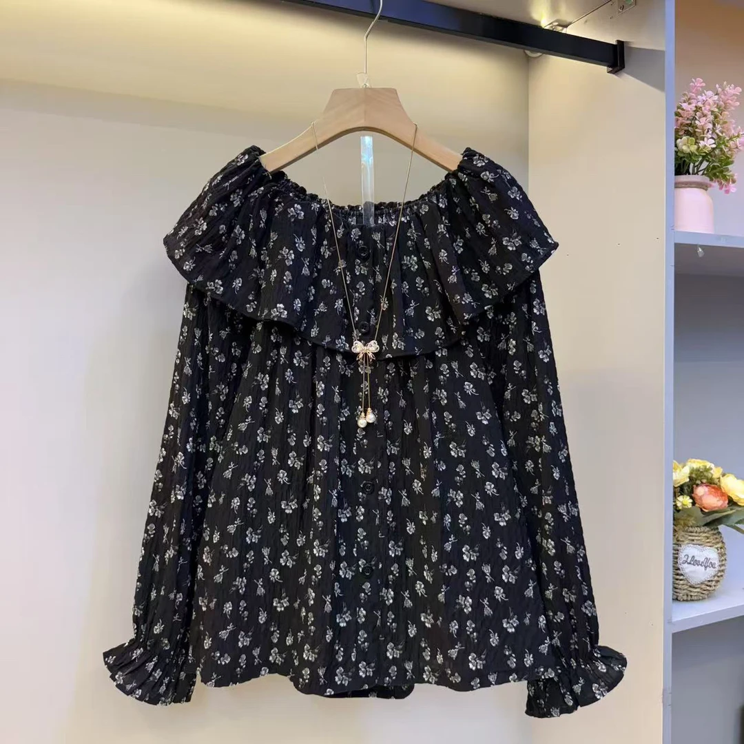 2025年早秋新款遮肉显瘦气质百搭时尚高品质碎花女人衫