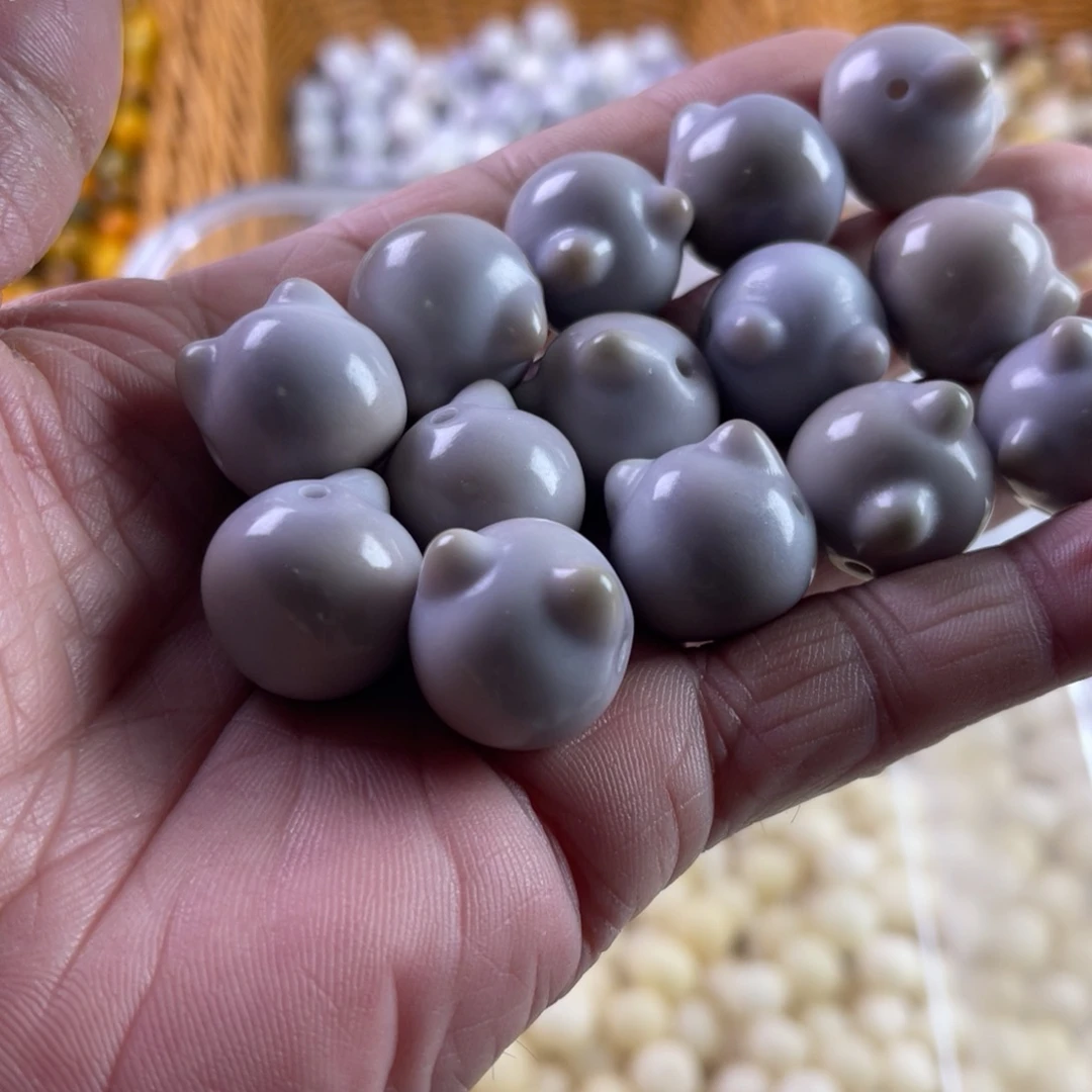 白玉菩提吊坠精品18紫罗兰猫头14颗