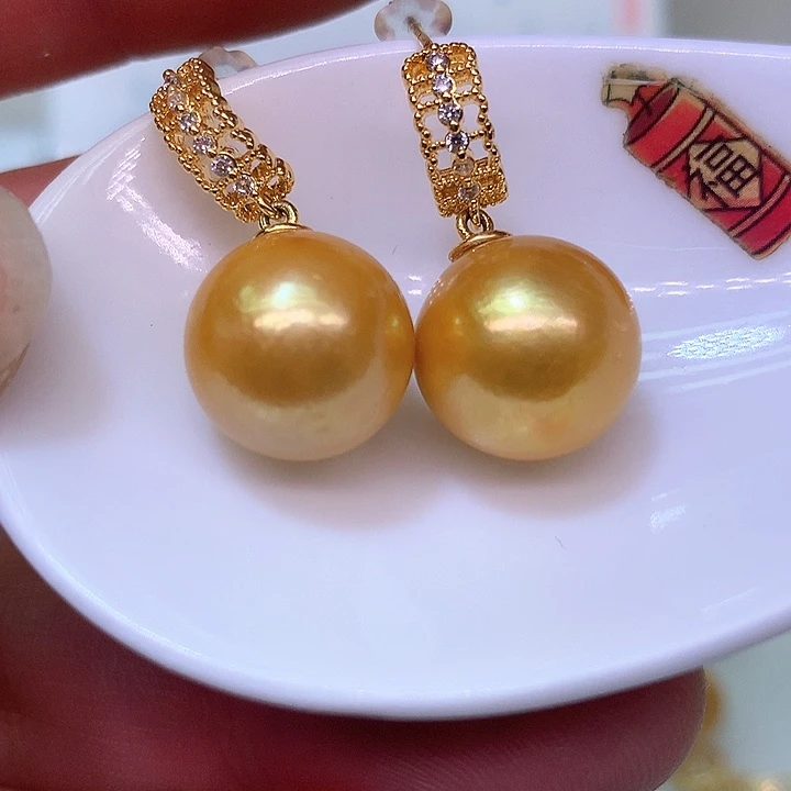 银S925镶嵌耳饰淡水珍珠