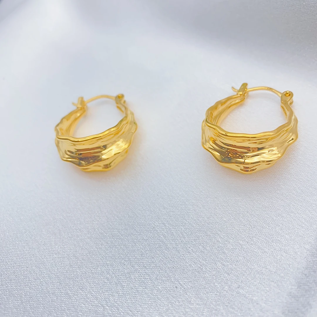 老庙黄金足金5D港风随形时尚气质耳扣5.76克