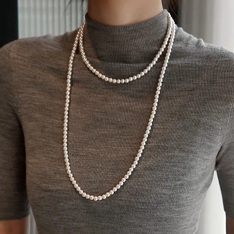 经典百搭小米珠项链 正圆高光精致锁骨链高端毛衣链