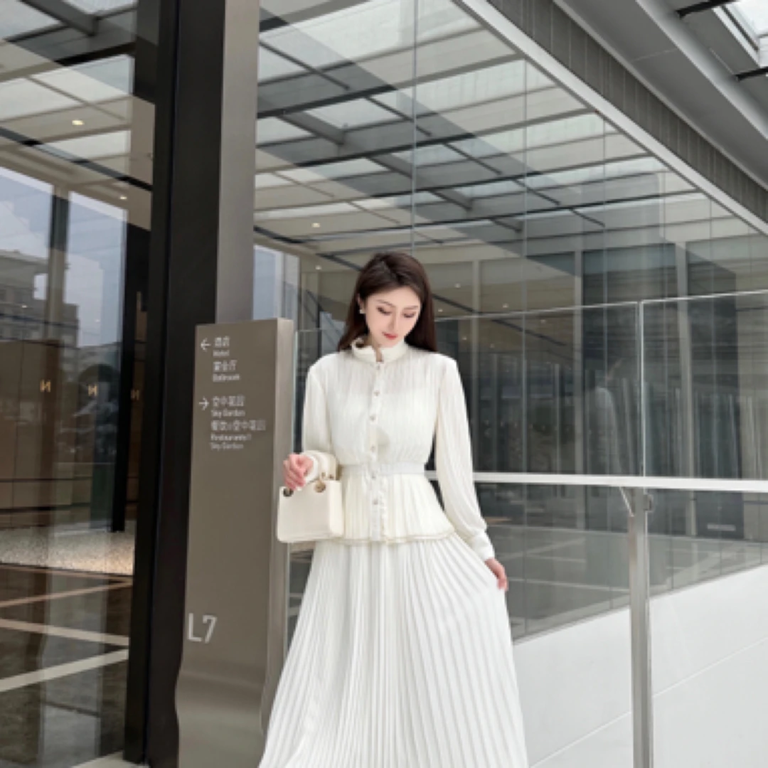 RACHEL浪漫欧式宫廷压褶套装裙连衣裙开衫气质针织时尚百褶宴会