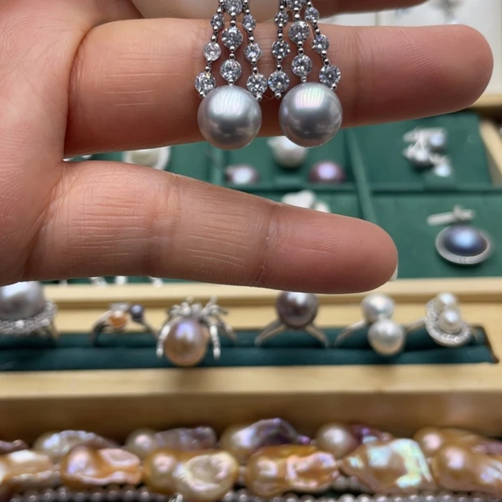 淡水珍珠耳饰合金