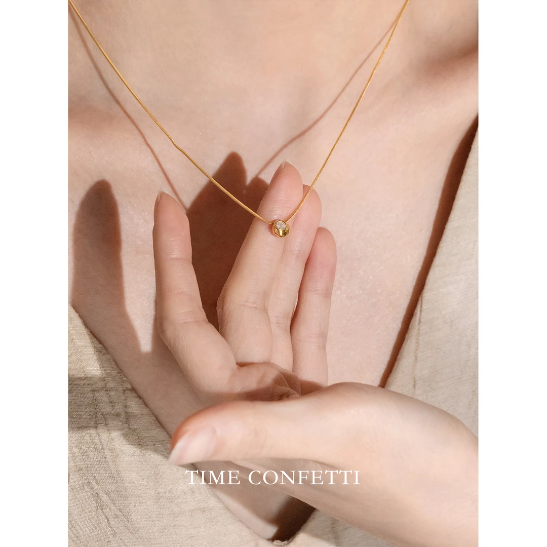 坠链均925银 镀K金【孙二娘】泡泡-轻奢百搭迷你吊坠项链TC 9036