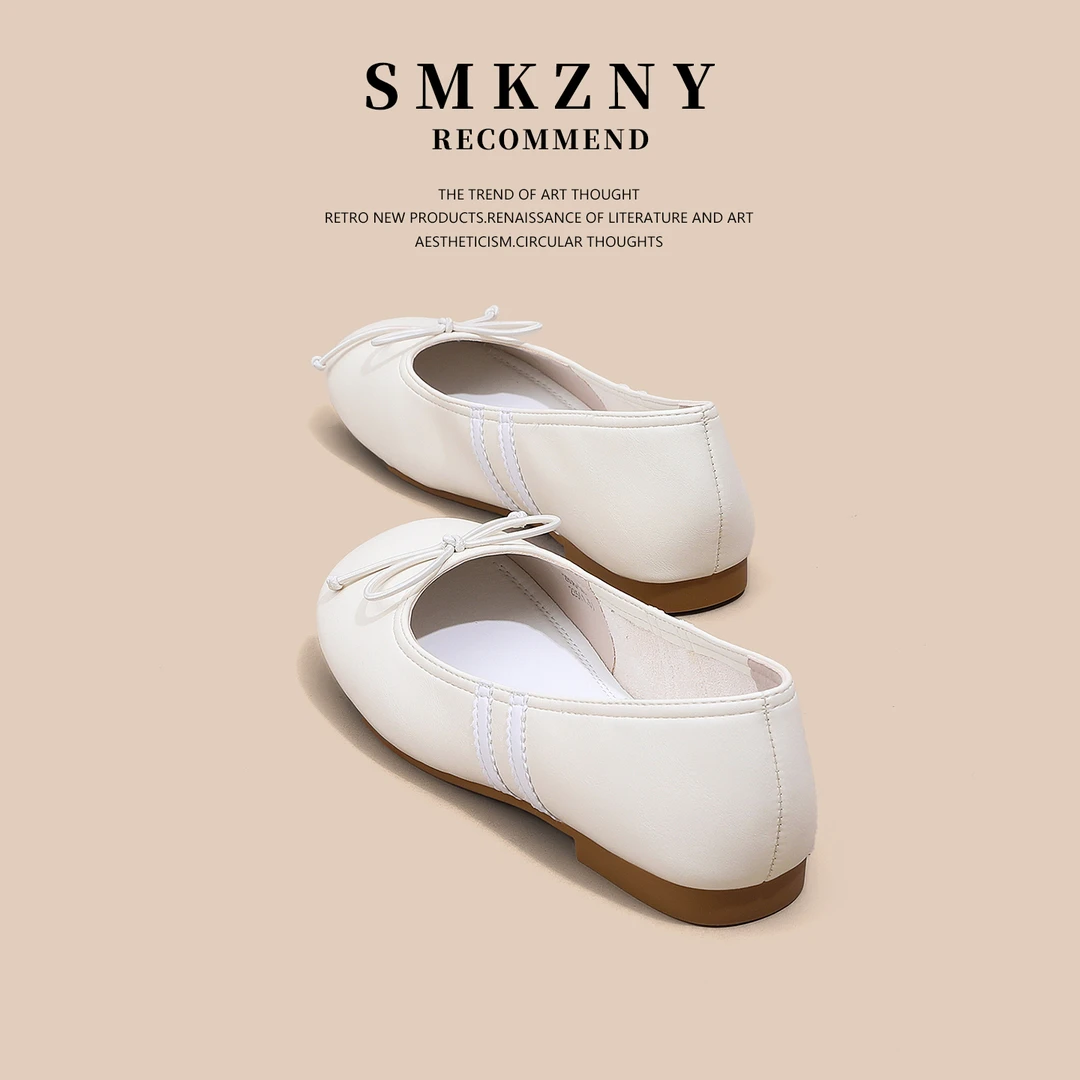 巨好看配裙子单鞋女款夏季百搭蝴蝶结仙女风浅口平底女鞋-2806-28