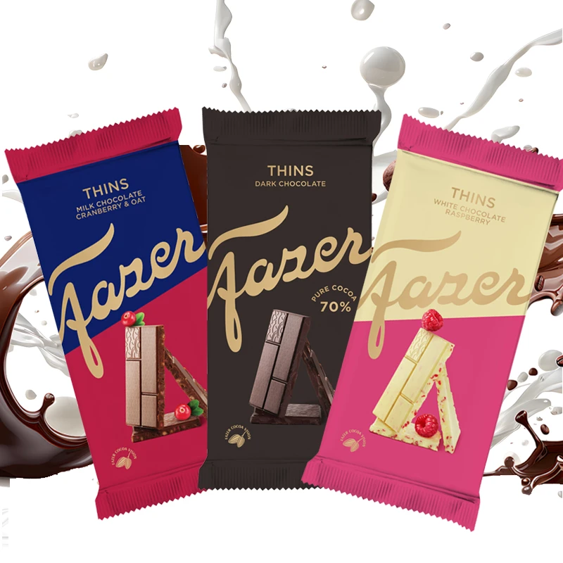 芬兰原装进口Fazer菲泽经典牛奶巧克力70%可可薄片黑巧大排块零食