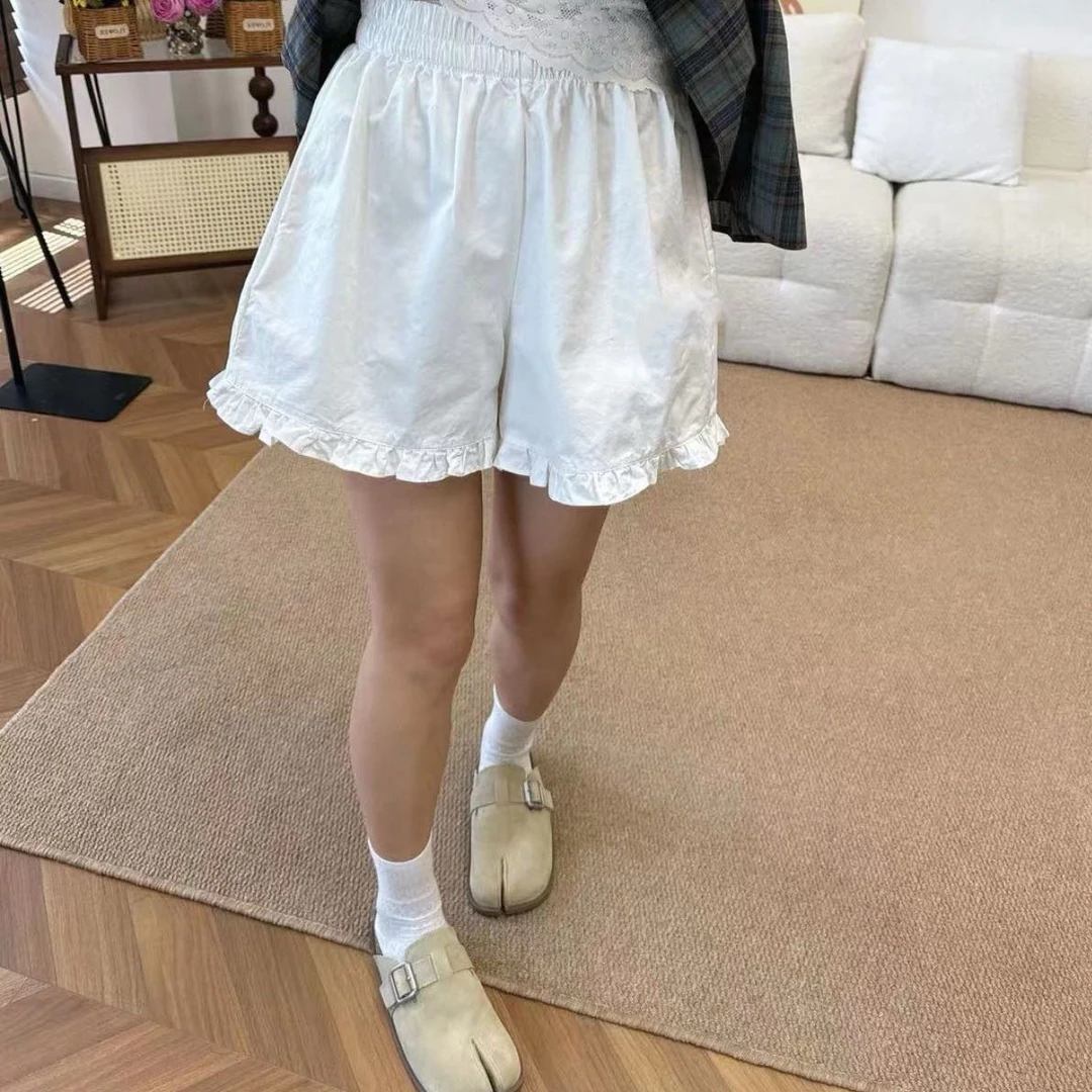 夏季薄款百搭荷叶边短裤8537