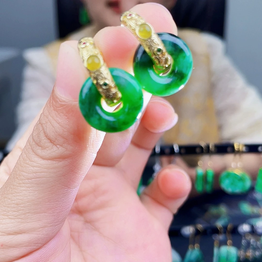 翡翠未镶嵌耳饰饰品