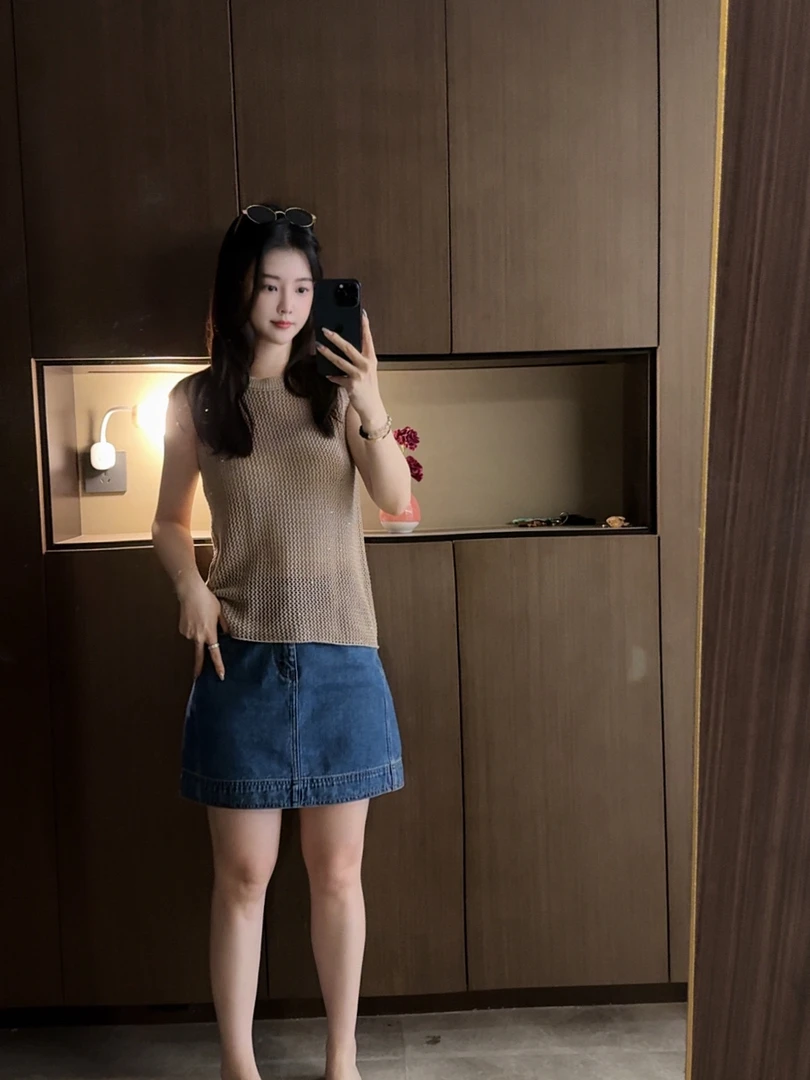 织机亚麻+莱赛尔定制肌理感针织背心上衣 垂顺慵懒老钱I6299