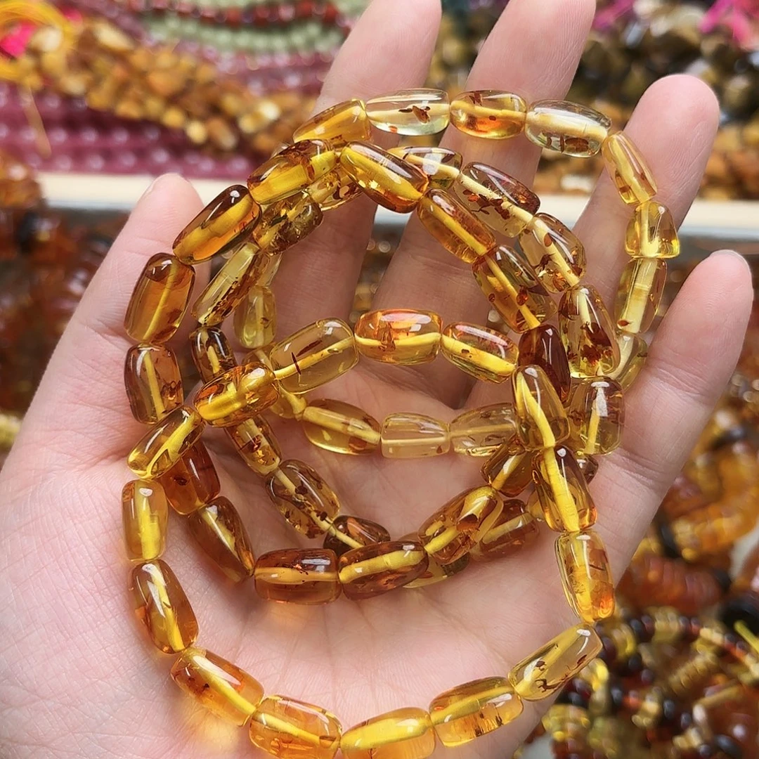 玛瑙/玉髓未镶嵌珠宝半成品9-14花珀随行一圈