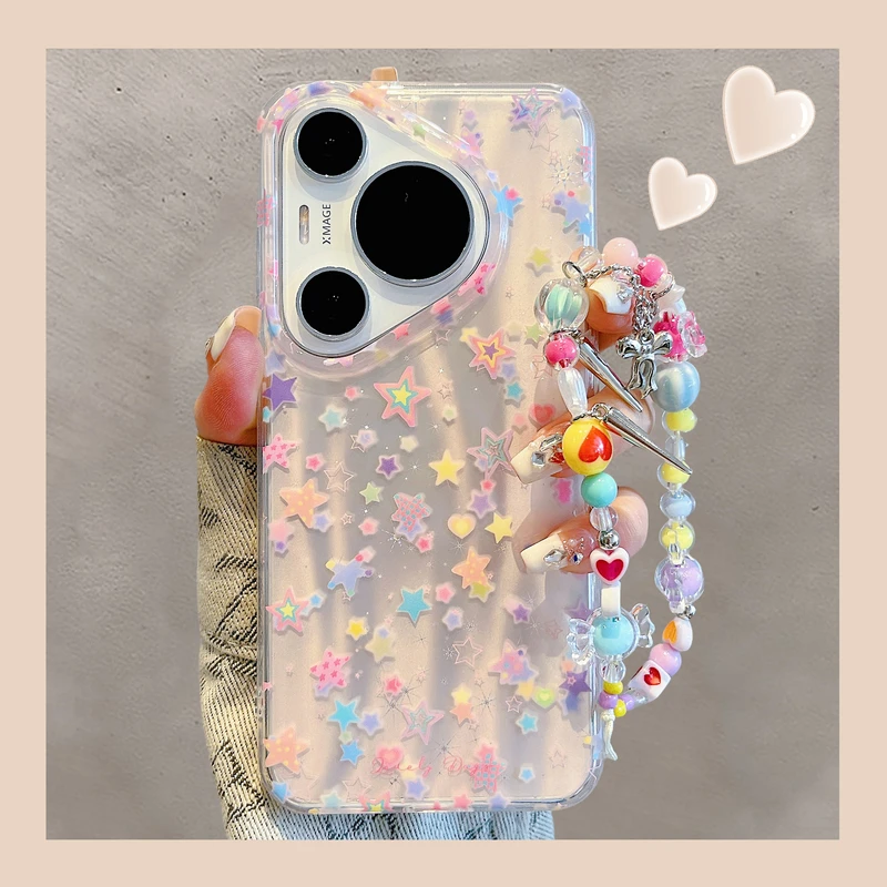 适用华为pura70pro+手机壳韩系mate70pro多巴胺彩色五角星mate60p