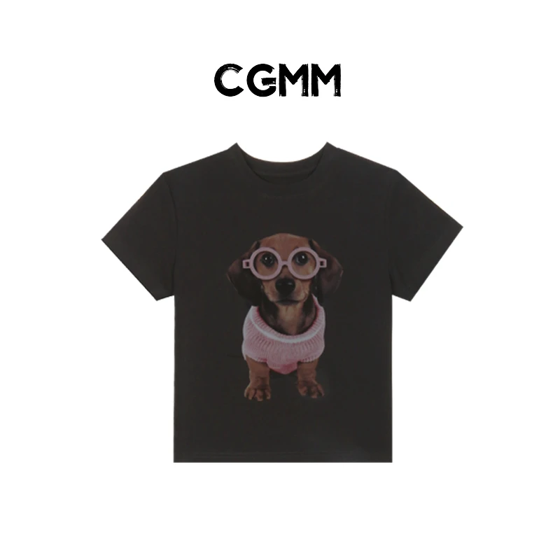 CGMM/橱柜密码新款设计感印花小狗百搭通勤T恤短袖DSOMB120