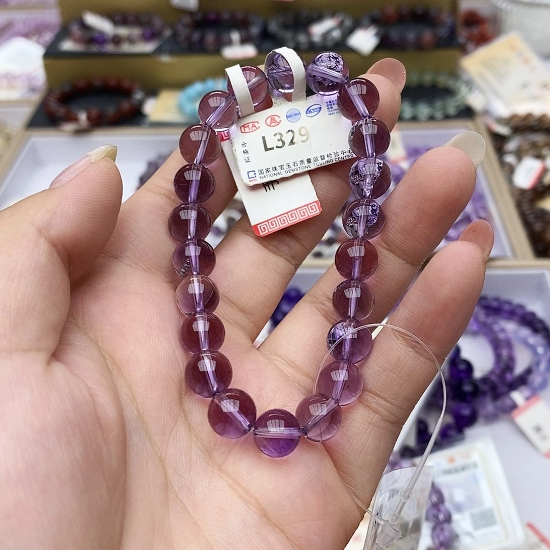 水晶手链未镶嵌L329巴西紫水8.5+