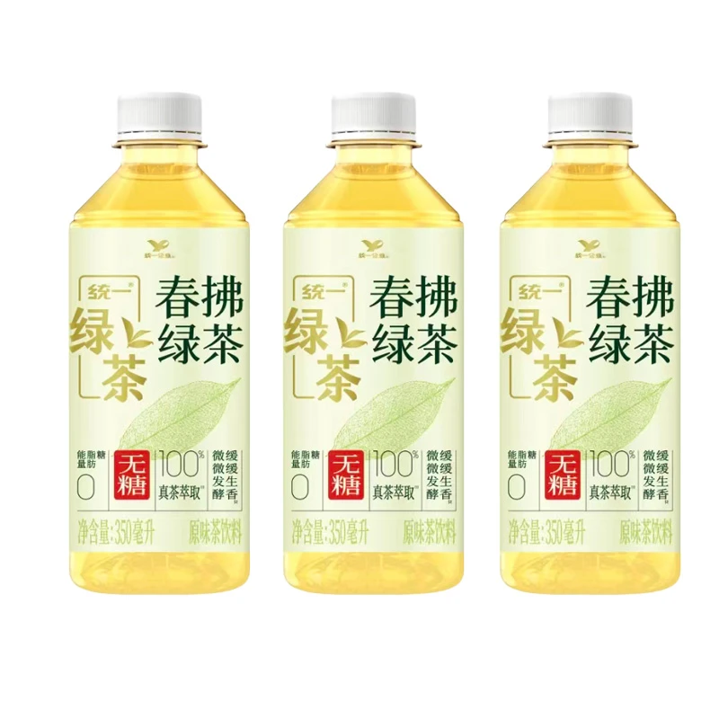 统一春拂绿茶无糖茶饮料350ml*3瓶
