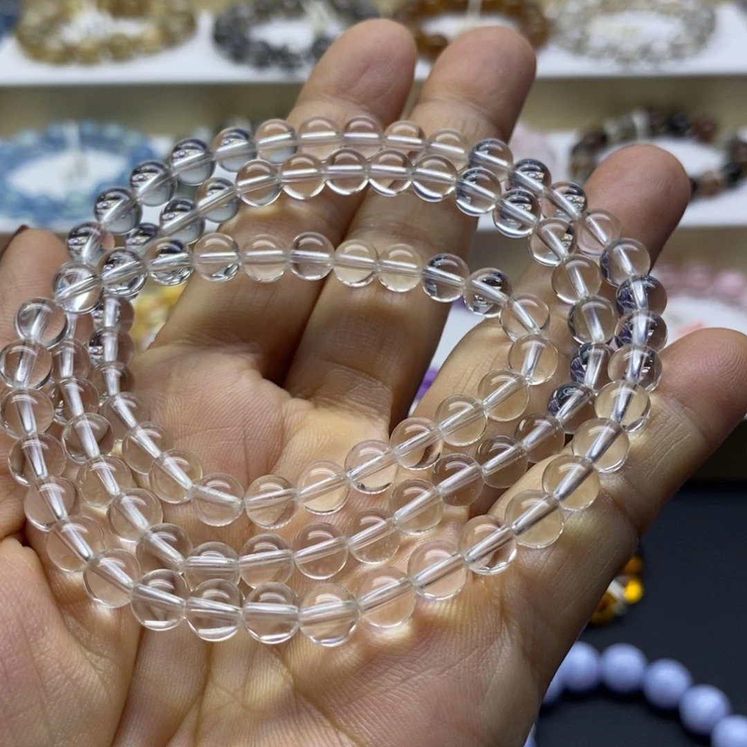 水晶手链未镶嵌白水晶三圈6m