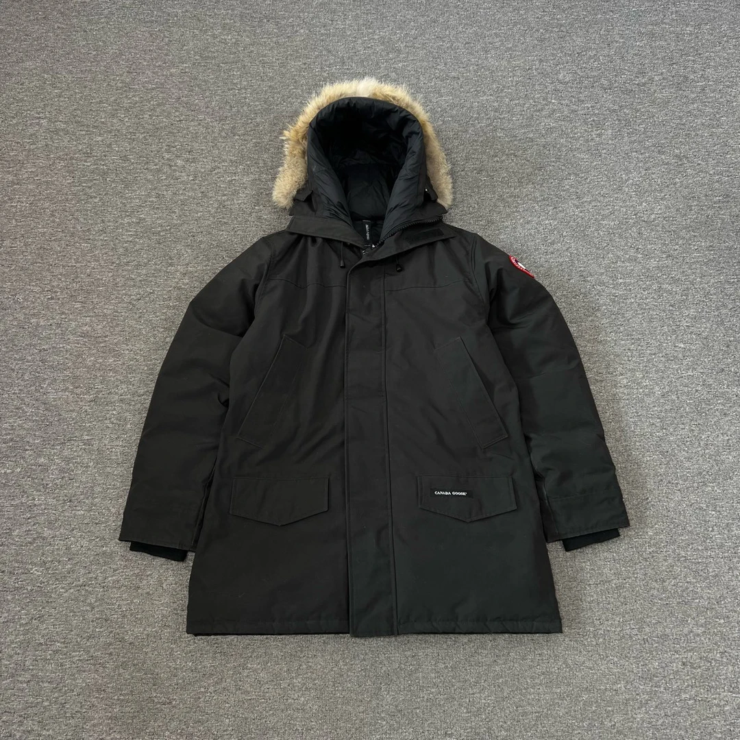 95新 CANADA GOOSE 经典中长款毛领连帽羽绒服 L码