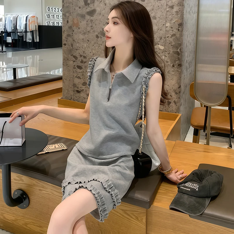 休闲韩版百搭套装女2025夏季新款减龄活泼俏皮显瘦短袖短裙两件套