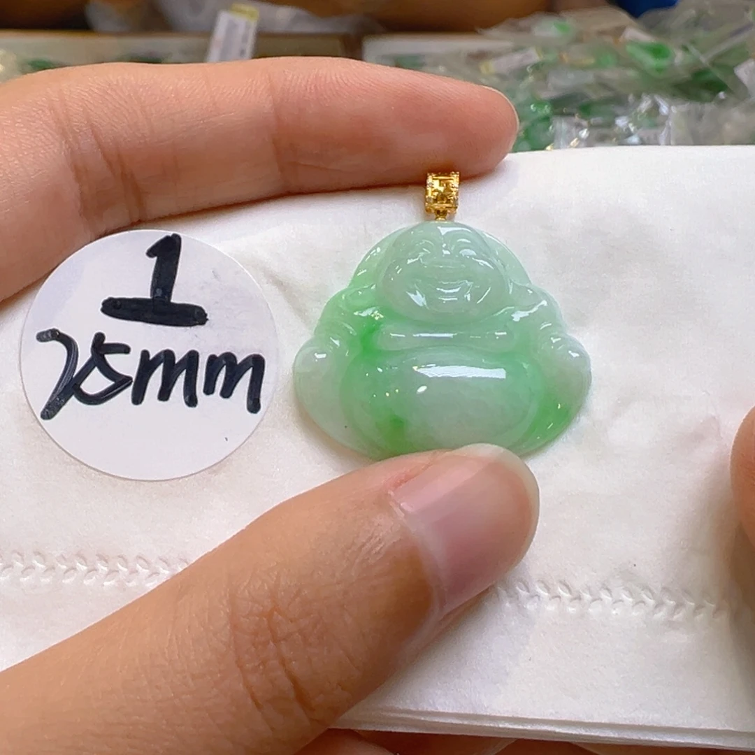 吊坠(不含链)18K金镶嵌翡翠