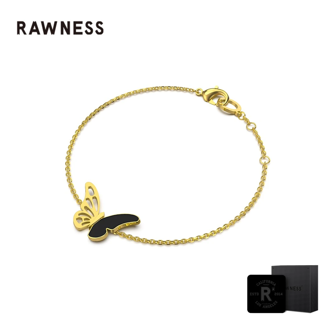 RAWNESS 钛钢手链 美式轻奢饰品蝴蝶手链镀金气质简约手链