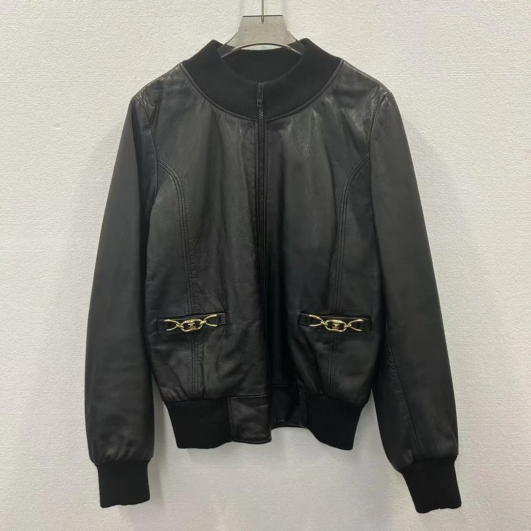 未使用 Celine/思琳 拉链金饰皮衣外套