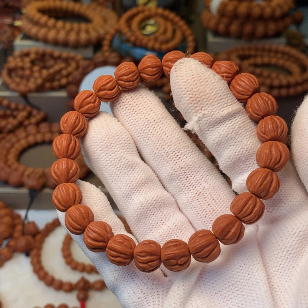 渡***金手串桃核秦岭龙纹